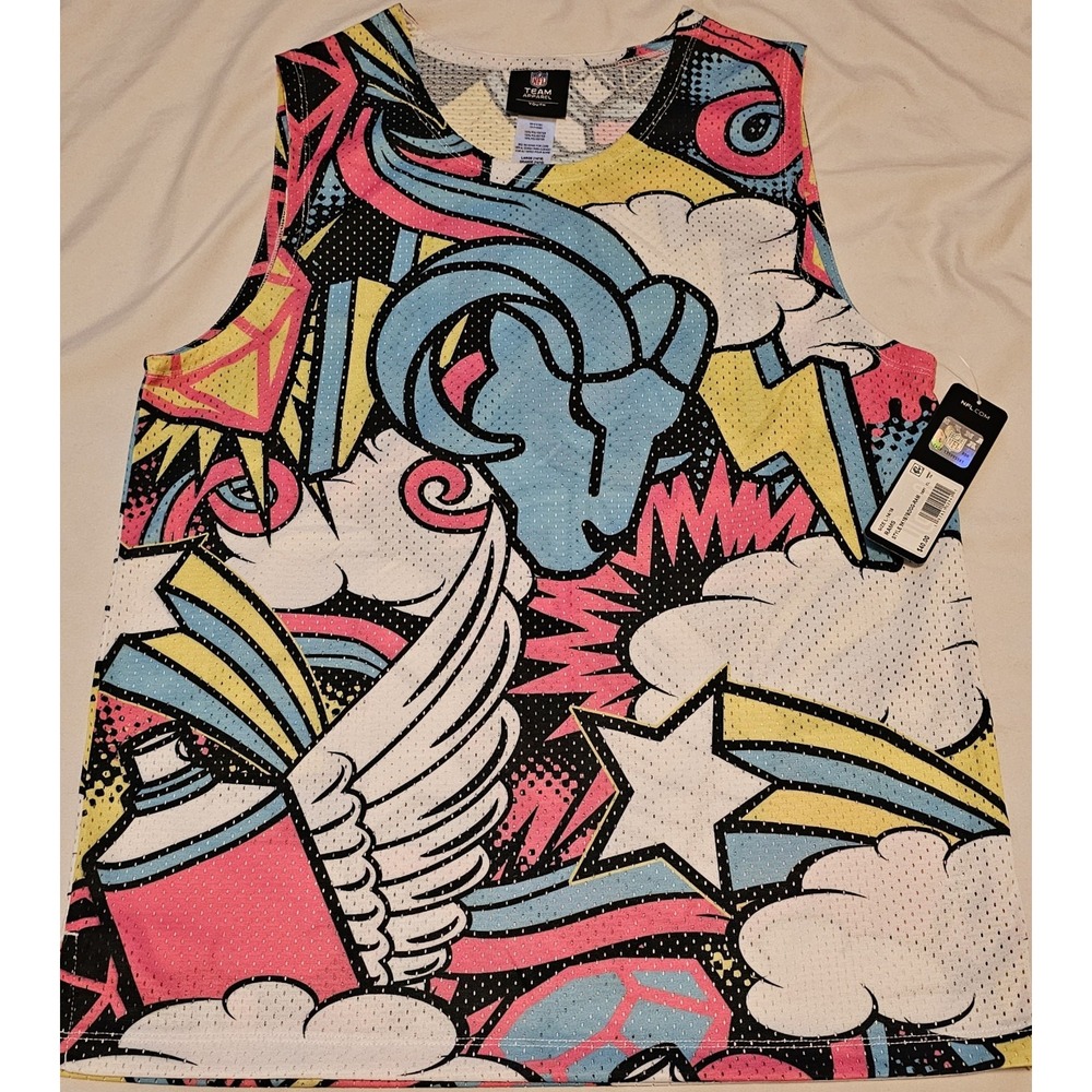 NWT NFL Youth Los Angeles RAMS Mesh Pop Culture Tank Multi Colored Size Large